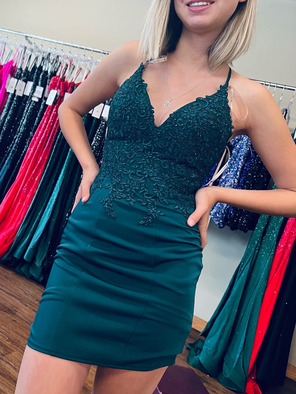 Green Sherri Hill homecoming Dress 00
